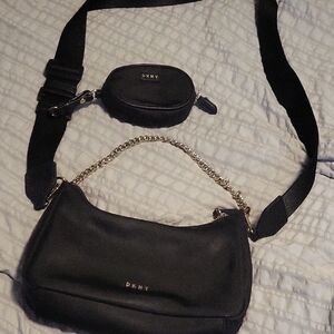 DKNY Black Crossbody Bag Set with Gold Chain